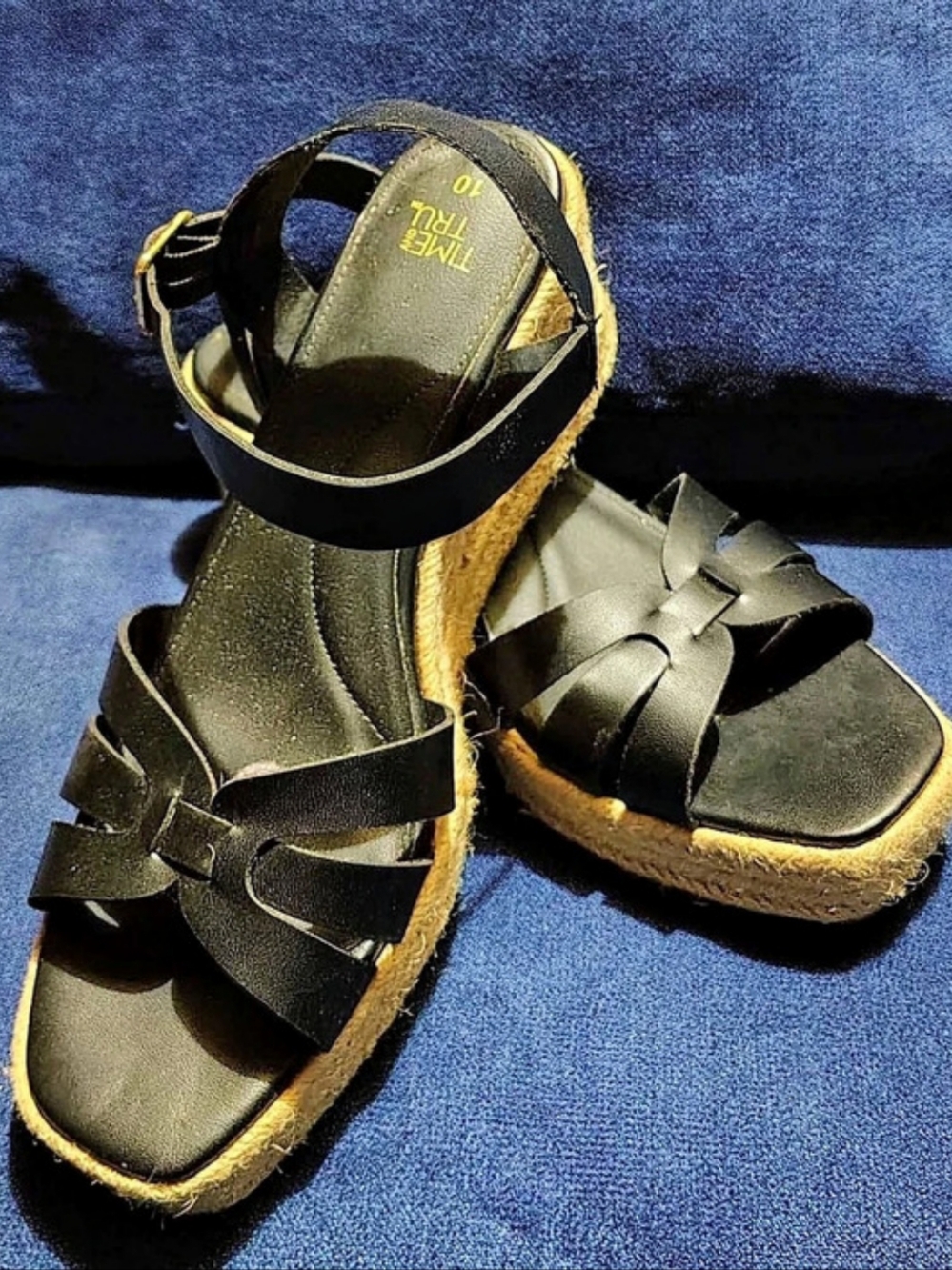Time And Tru Black Wedge Sandals US 10